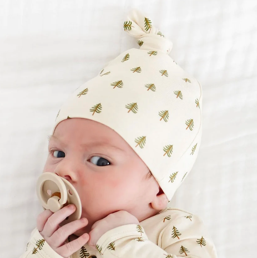 Lou Lou & Co - Infant Kevin Knotted Hat in Cream w/ Trees