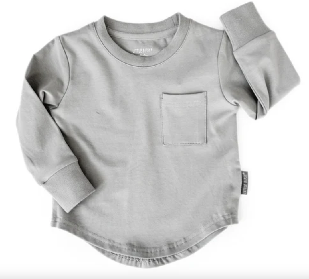 Little Bipsy - Long Sleeve Pocket Tee in Pebble