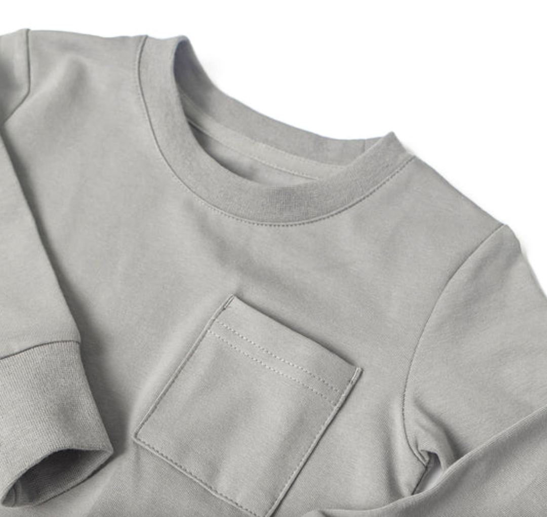 Little Bipsy - Long Sleeve Pocket Tee in Pebble