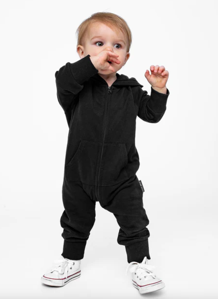 Little Bipsy - Hoodie Zip Romper in Black