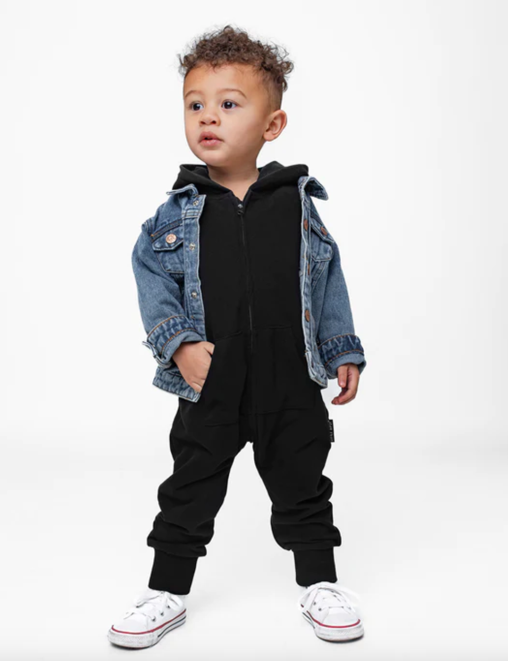 Little Bipsy - Hoodie Zip Romper in Black