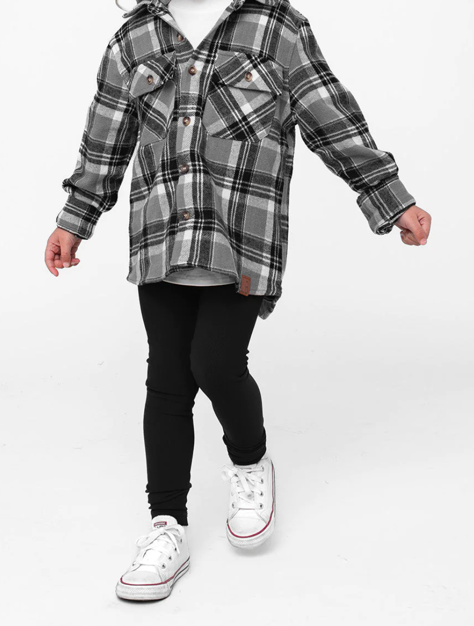 Little Bipsy - Hooded Flannel in Pebble