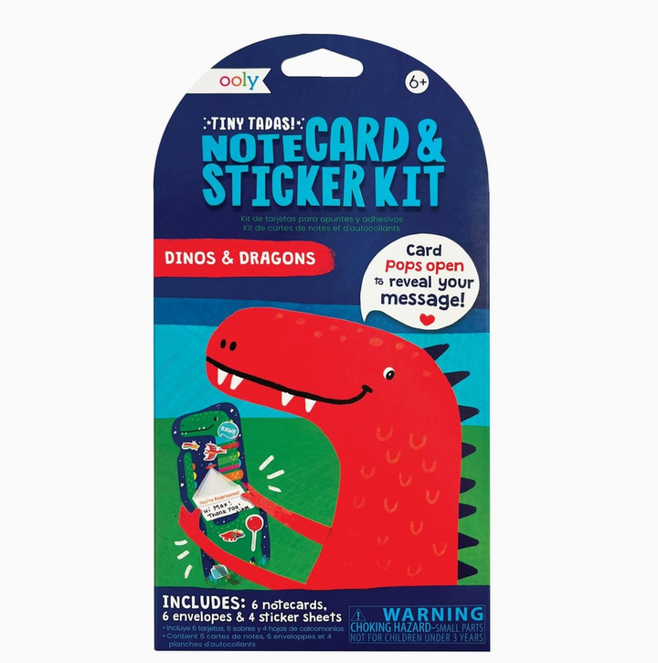 Ooly - Tiny Tada! Notecards and Sticker Set - Dinos & Dragons