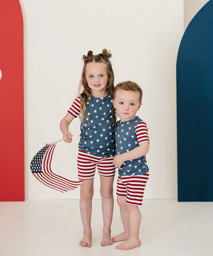 Mebie Baby - Bamboo Cozy Short Set in Stars and Stripes