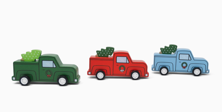 Pull back retro truck with Christmas tree