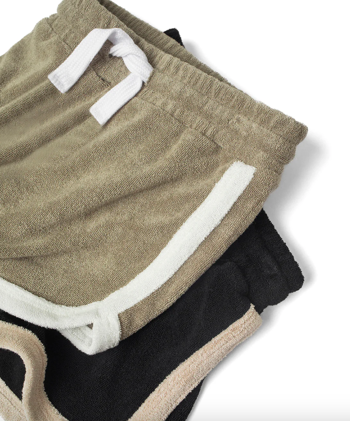 Little Bipsy - Terry Cloth Track Short in Khaki Green