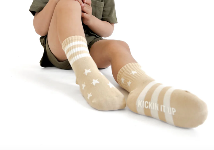 Kickin It Up Socks - Spang-GOLD Stars and Stripes in Dark Tan