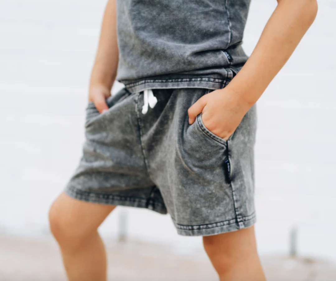 Trilogy Design Co - Acid Wash Shorts in Black