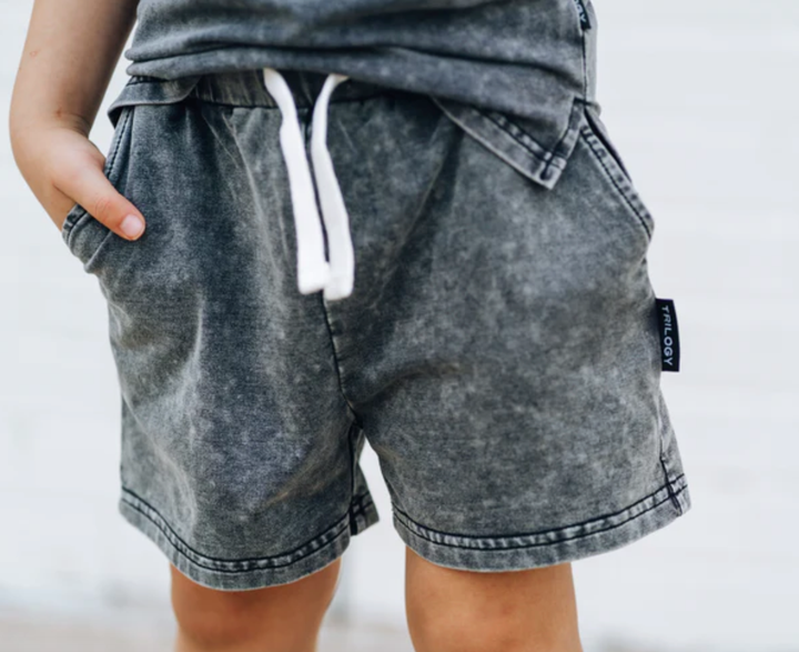 Trilogy Design Co - Acid Wash Shorts in Black