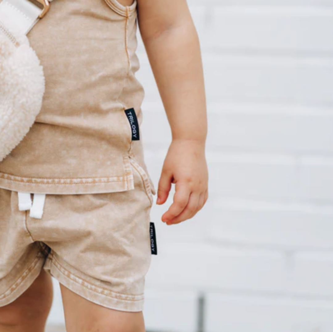 Trilogy Design Co - Acid Wash Shorts in Tan