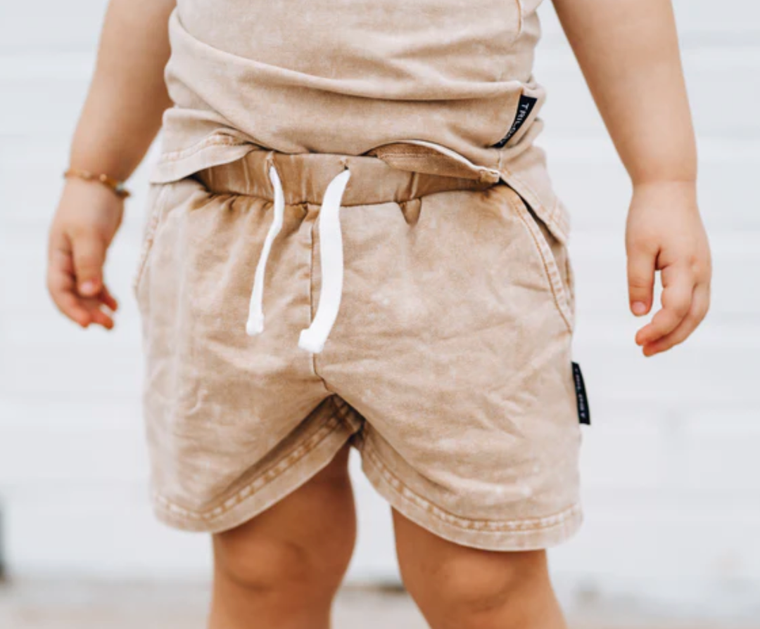 Trilogy Design Co - Acid Wash Shorts in Tan