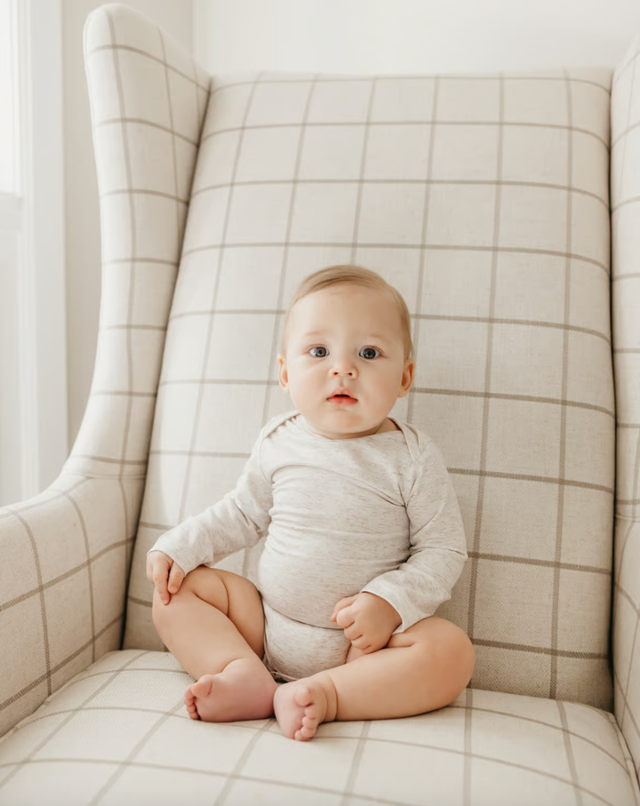 Copper Pearl - Long Sleeve Onesie in Oat (Newborn)