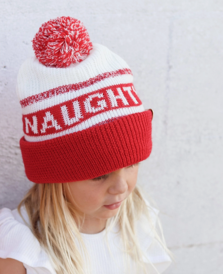 Naughty or Nice - Reversible Beanie in Red