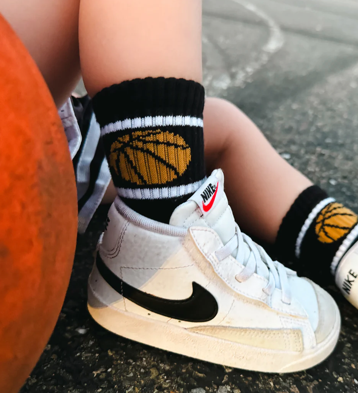 Kickin It Up Socks - Slam Dunk Basketball in Black