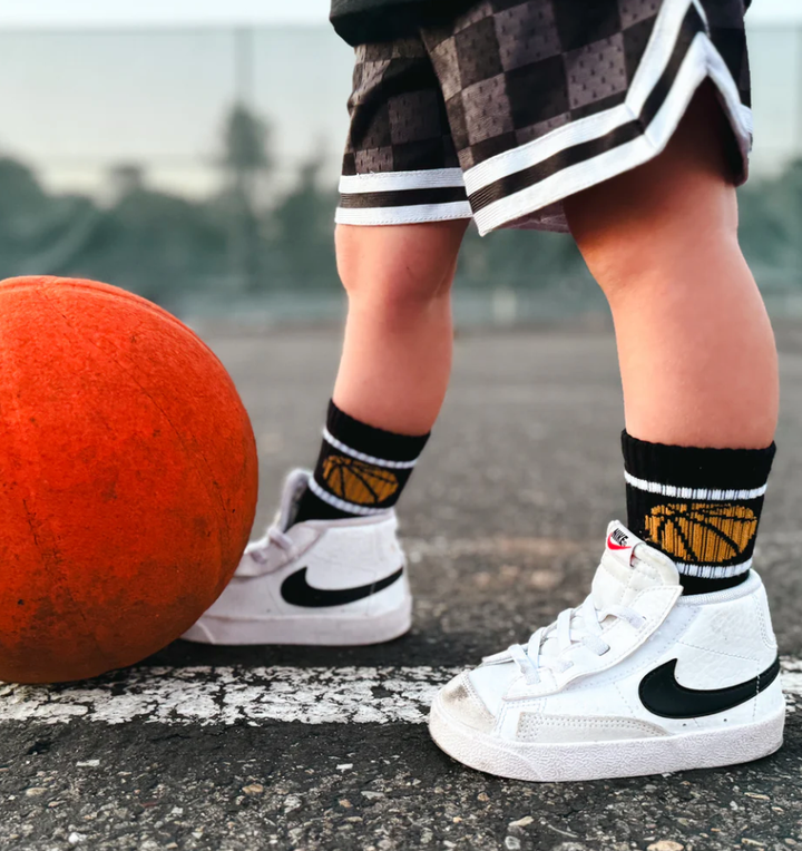 Kickin It Up Socks - Slam Dunk Basketball in Black