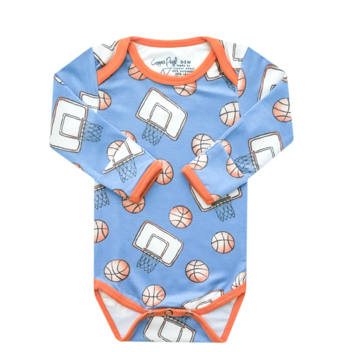 Copper Pearl - Long Sleeve Onesie in Dunks (Basketball)