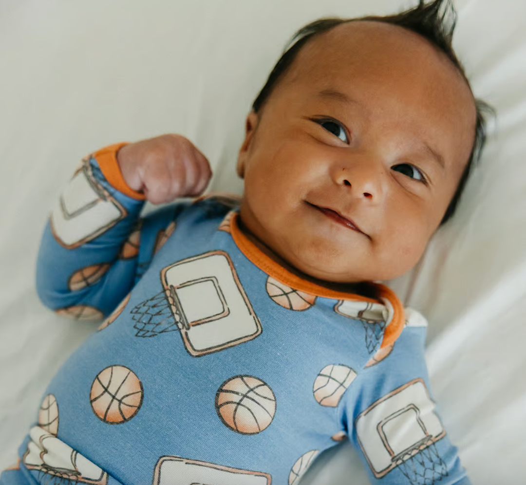 Copper Pearl - Long Sleeve Onesie in Dunks (Basketball)