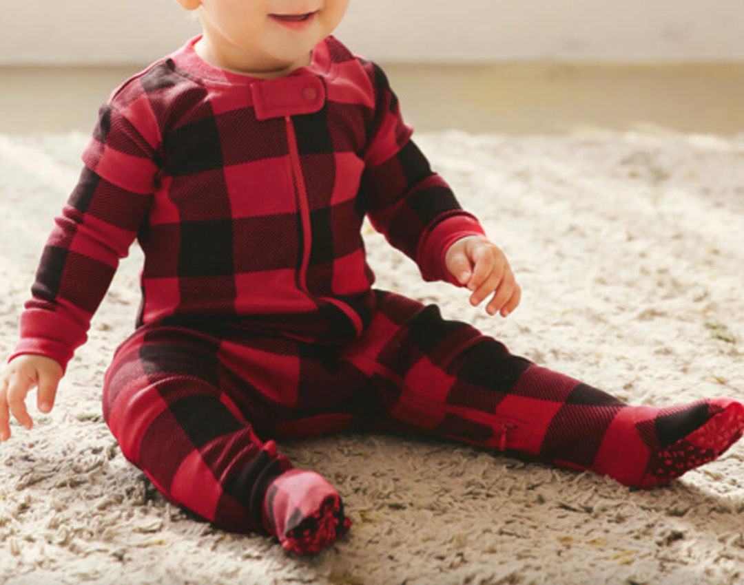 Baby Everyday Cotton Zip Pajamas in Buffalo Check