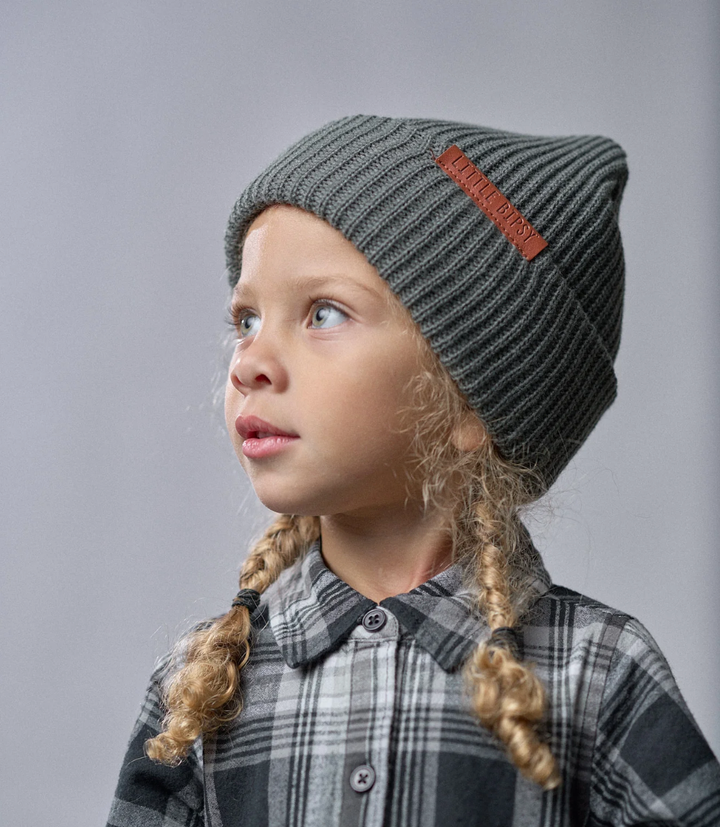 Little Bipsy - Chunky Knit Beanie in Army Green