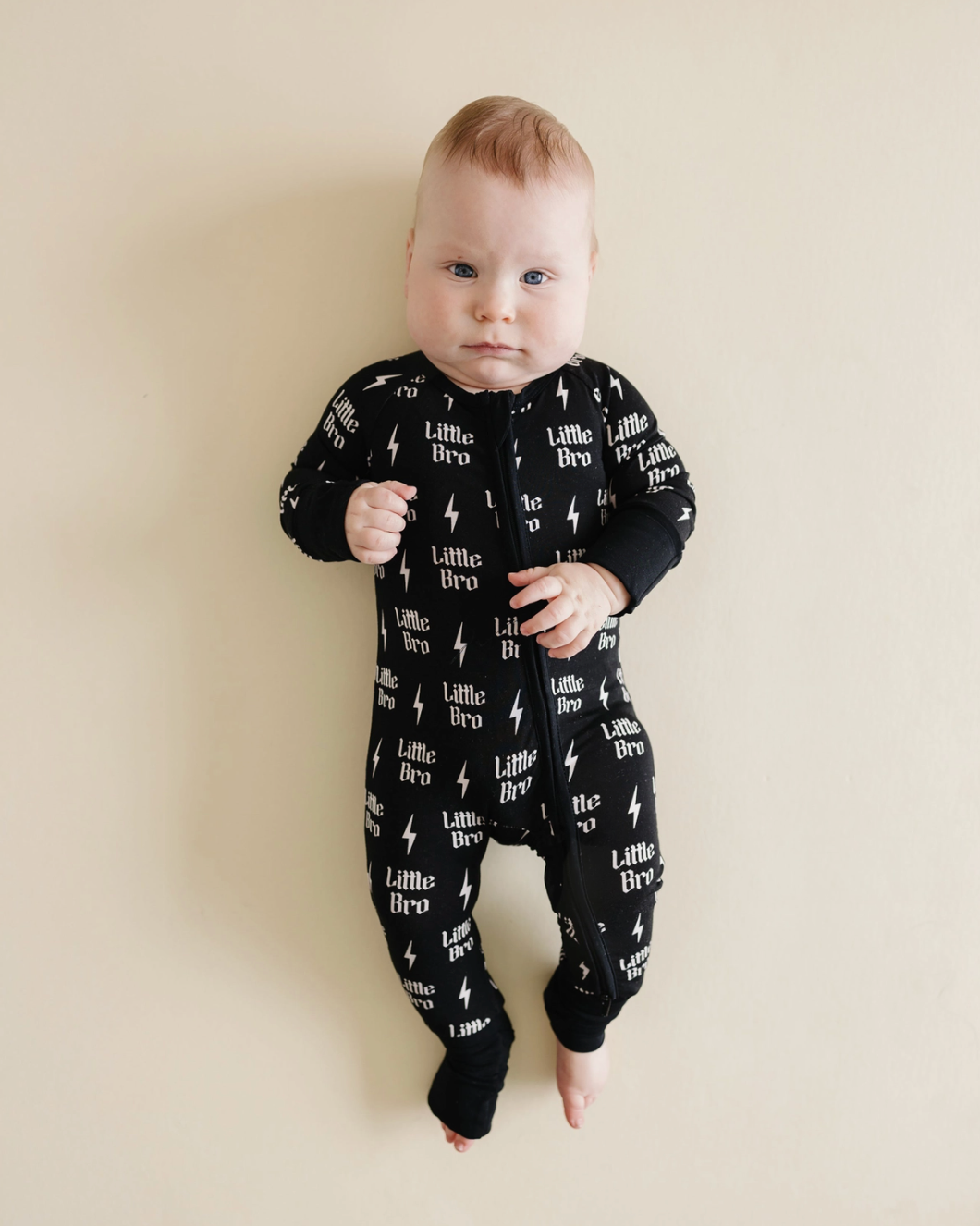 Lucky Panda Kids - Bamboo Baby Boys Lil Bro Zip Romper