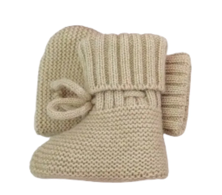 Spearmint LOVE - Knit Baby Booties in Cocoa