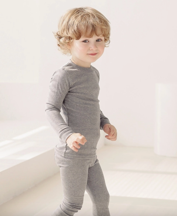 Basic Kids Modal-Mix Pajamas in Heathered Grey