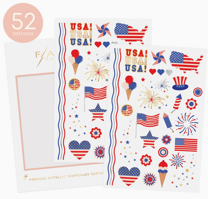 Fun Tats - Red/White/Blue USA Kids Temporary Tattoos