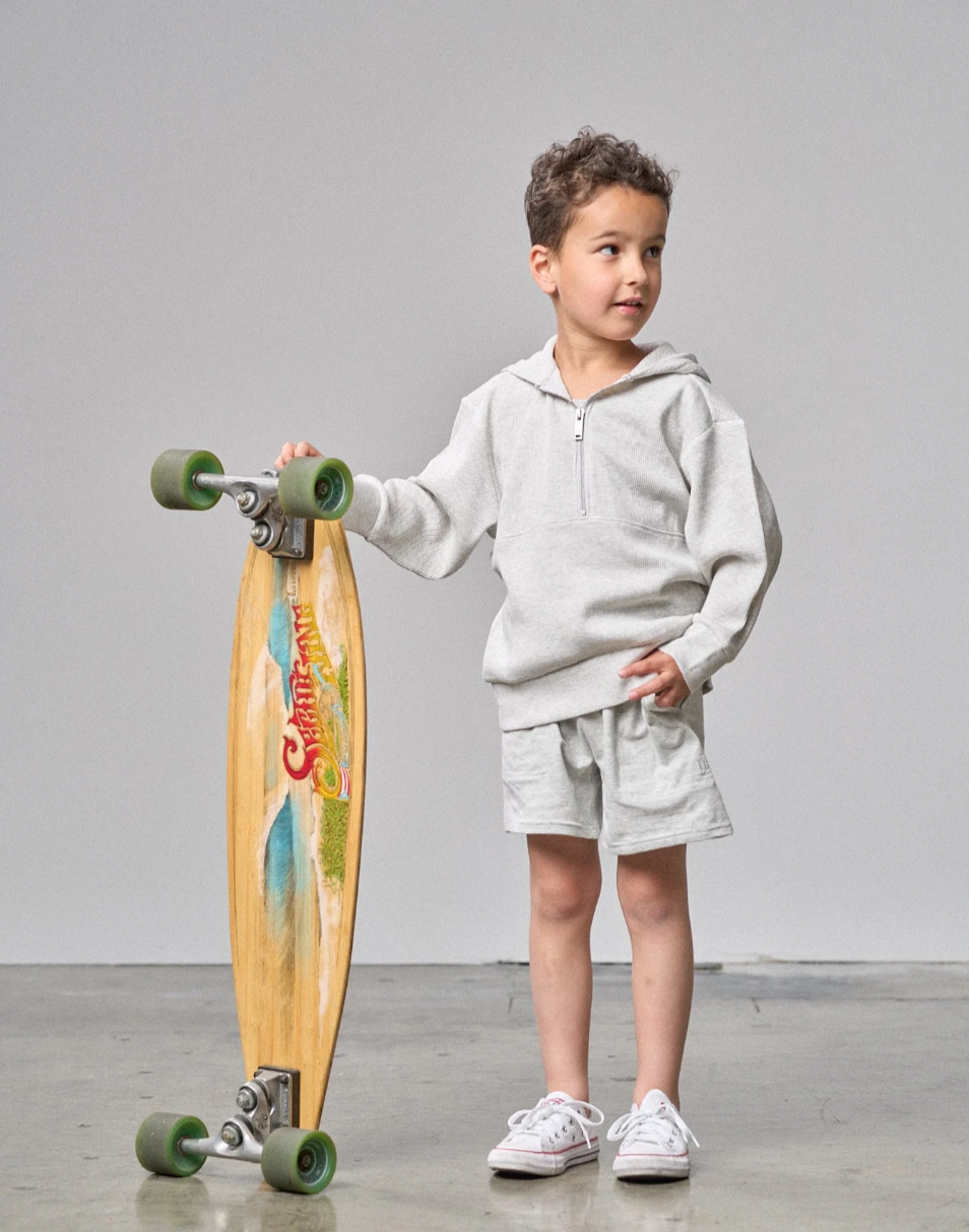 Little Bipsy - Light Weight Waffle Hoodie in Light Heather Grey