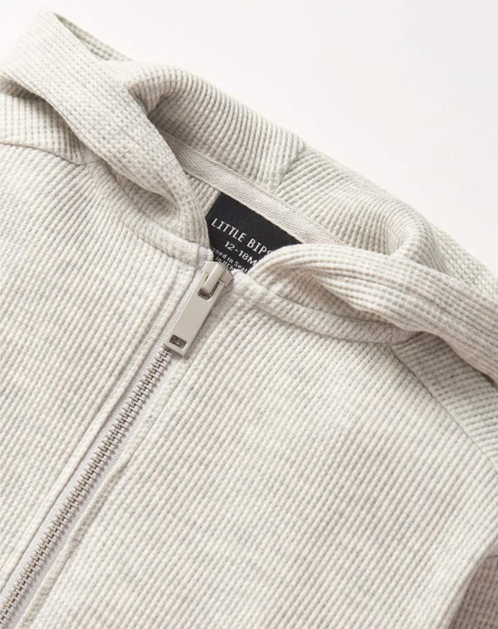 Little Bipsy - Light Weight Waffle Hoodie in Light Heather Grey