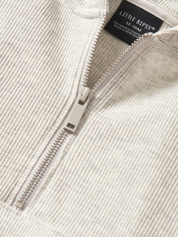 Little Bipsy - Light Weight Waffle Hoodie in Light Heather Grey