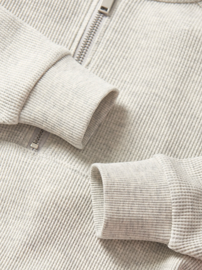 Little Bipsy - Light Weight Waffle Hoodie in Light Heather Grey
