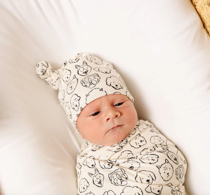 Lou Lou & Co - Infant Dane Knotted Hat in Cream Dogs