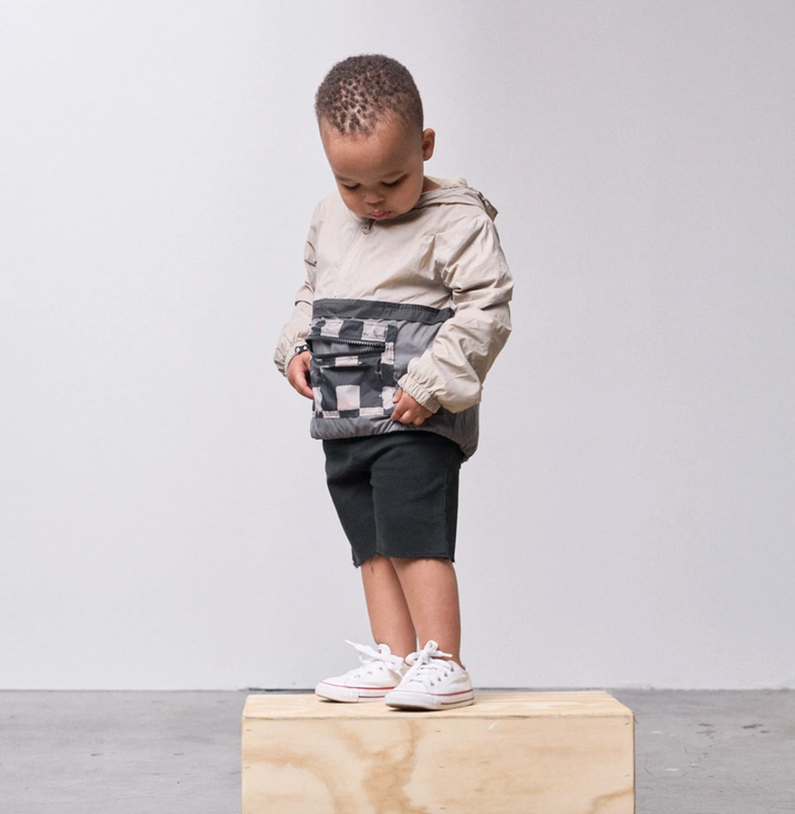 Little Bipsy - Check Block Windbreaker in Mushroom