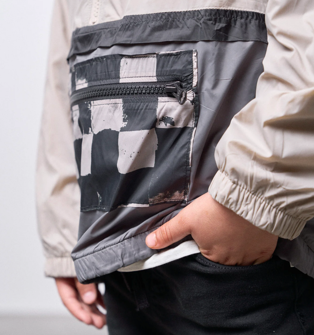 Little Bipsy - Check Block Windbreaker in Mushroom
