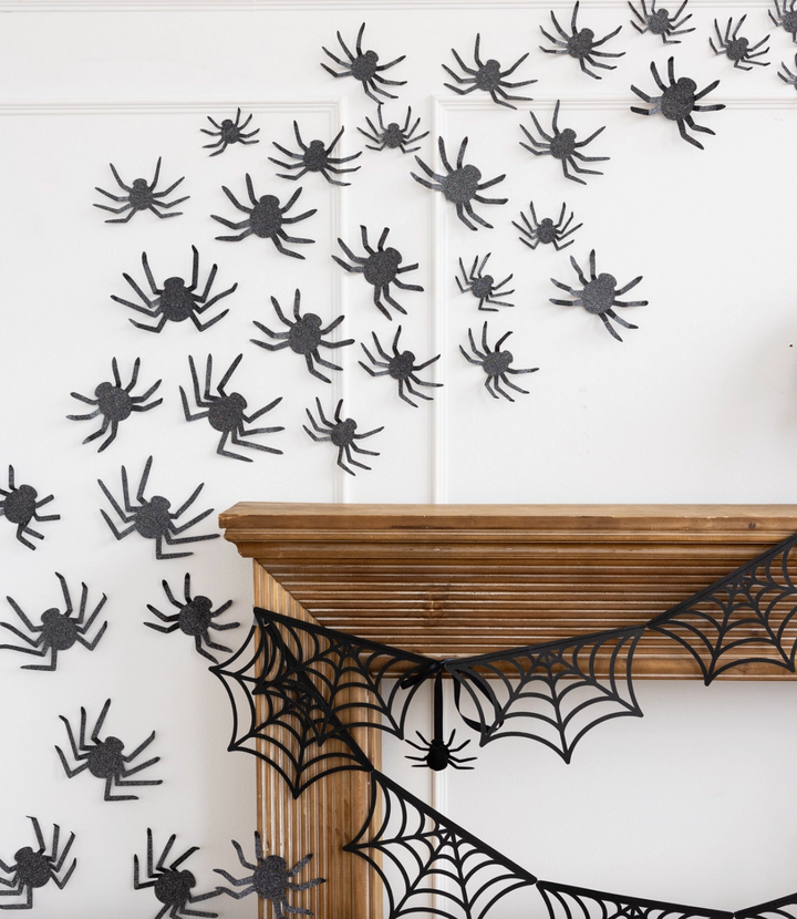 Halloween Glitter Wall Spiders