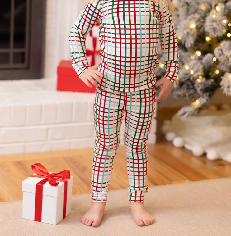 Mary Square - Holiday Plaid Pajamas in Greens/Red/Blue