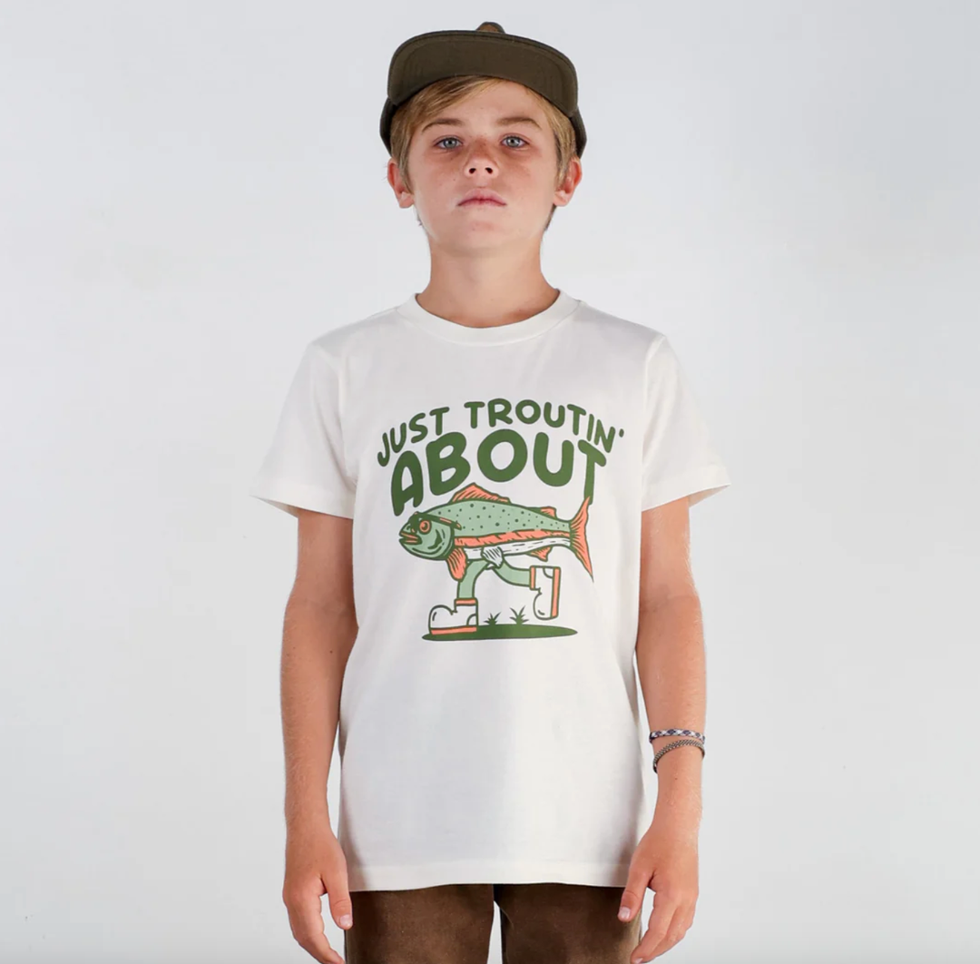 Tiny Whales - Troutin' About Tee in Natural
