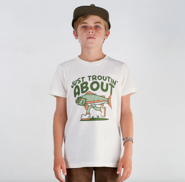 Tiny Whales - Troutin' About Tee in Natural