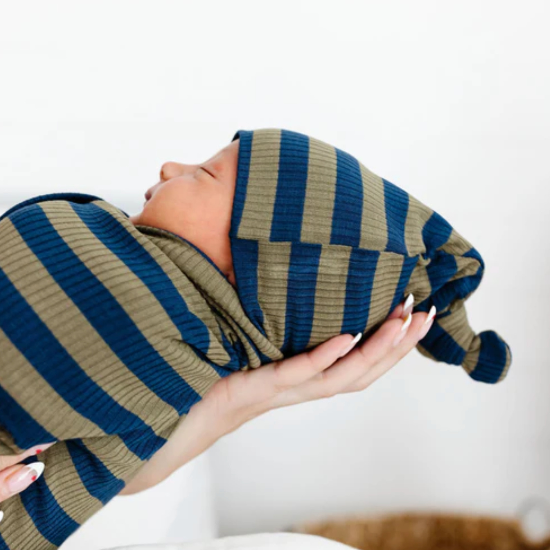 Lou Lou & Co - Rome Knotted Hat in Navy/Green Stripes