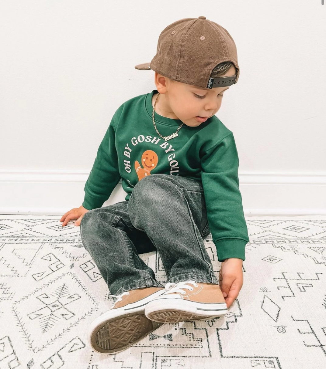 Holland Ave - Gingerbread Bakery Baby Sweatshirt in Green