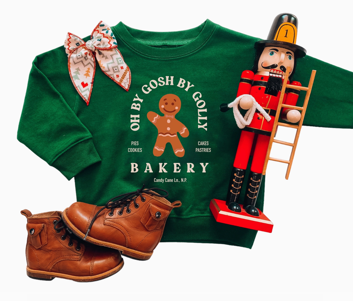 Holland Ave - Gingerbread Bakery Baby Sweatshirt in Green