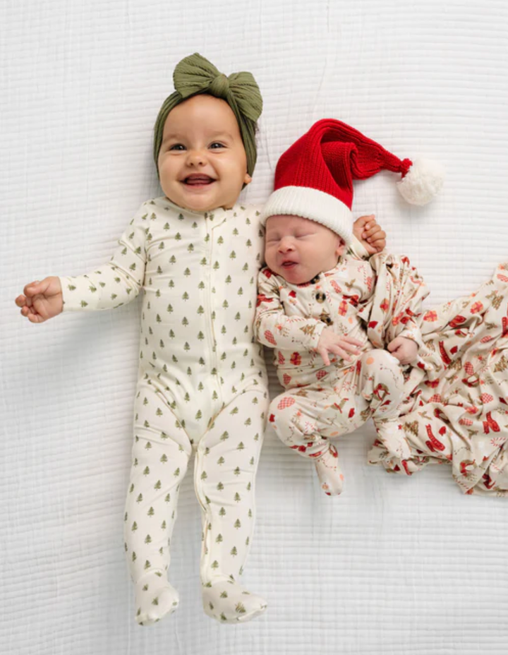 Lou Lou & Co - Kevin Zipper Footies in Cream w/ Trees