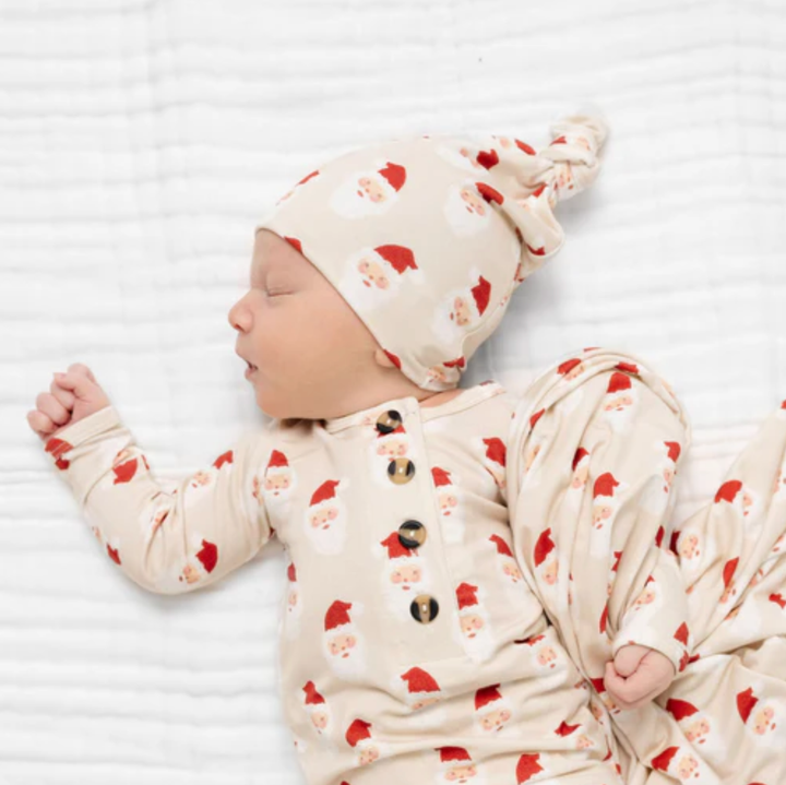 Lou Lou & Co - Infant Santa Baby Knotted Gown in Light Taupe