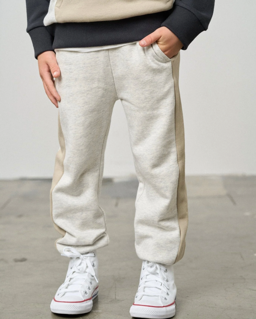 Little Bipsy - Side Stripe Jogger in Stone Grey