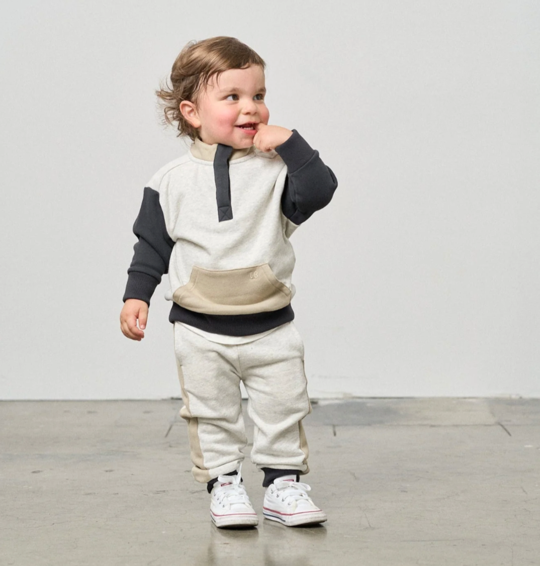 Little Bipsy - Side Stripe Jogger in Stone Grey