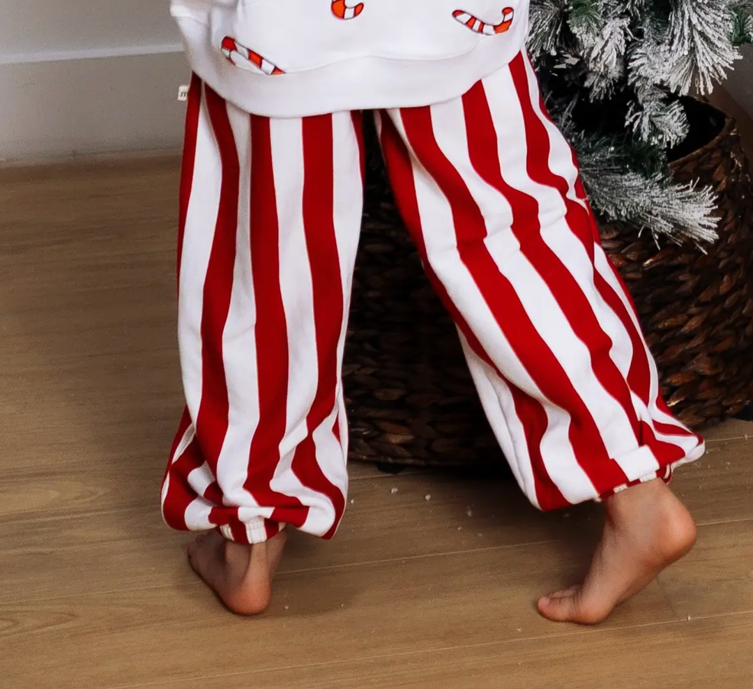 Minimalist Folk Co - Red and White Striped Baggy Joggers