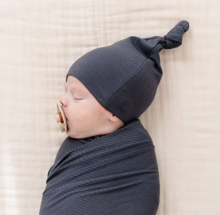 Lou Lou & Co - Infant Hudson Ribbed Knotted Hat in Charcoal