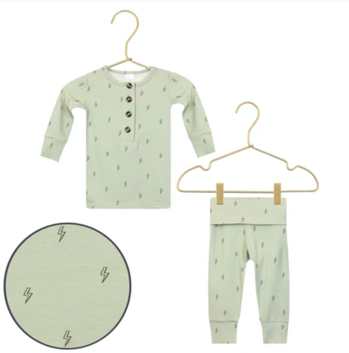 Lou Lou & Co - Infant Nash Top + Bottom Set in Green with Bolts