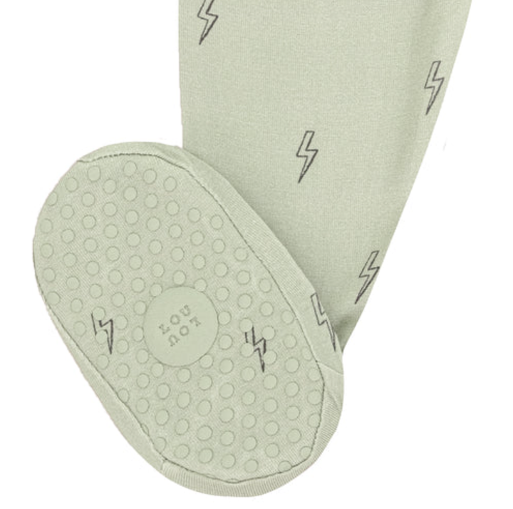 Lou Lou & Co - Nash Zipper Footies in Green with Bolts