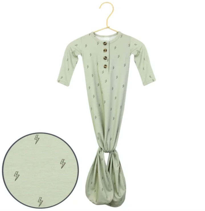 Lou Lou & Co - Infant Nash Knotted Gown in Green with Bolts